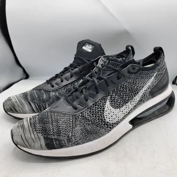 Nike Air Max Flyknit Racer Mens 15 Running Shoes Black White Oreo DJ6106-001