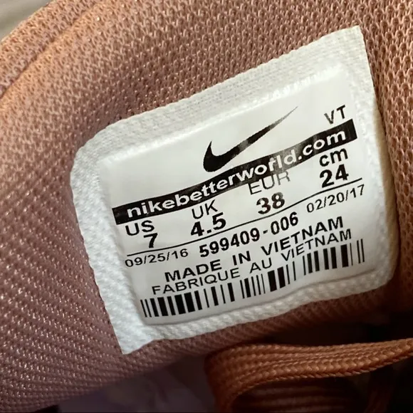 Nike air max thea bronze brown rose gold lace up athletic shoes