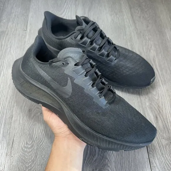 Nike Air Zoom Pegasus 37 Running Athletic Shoes Triple Black BQ9646 Men's Sz 12