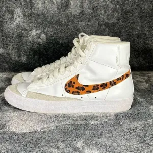Nike Blazer Mid Womens Size 8 Shoes Leopard White Brown Athletic Casual Sneakers