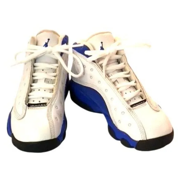 Nike Boys Air Jordan 13 Retro DJ3005-164 White Blue Basketball Shoes Size 12C