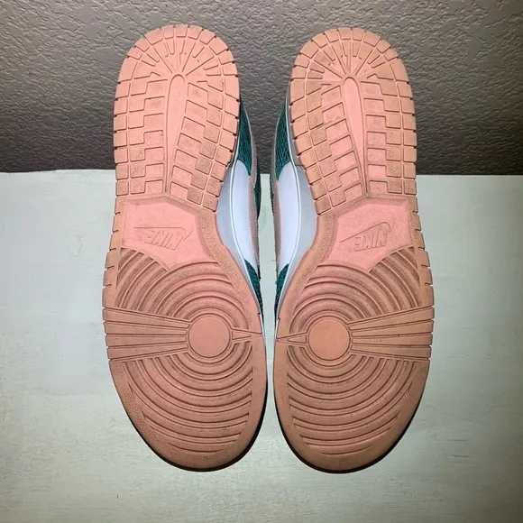 Nike Dunk Low Washed Teal Snakeskin Bleached Coral Sneakers DR8577-300 Men's 12