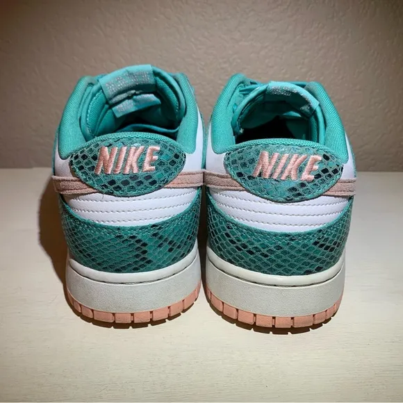 Nike Dunk Low Washed Teal Snakeskin Bleached Coral Sneakers DR8577-300 Men's 12