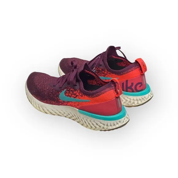 Nike ✔︎ Epic React Flyknit Running Shoes Sneakers ✔︎ Bordeaux Hyper Jade ✔︎ 7.5M
