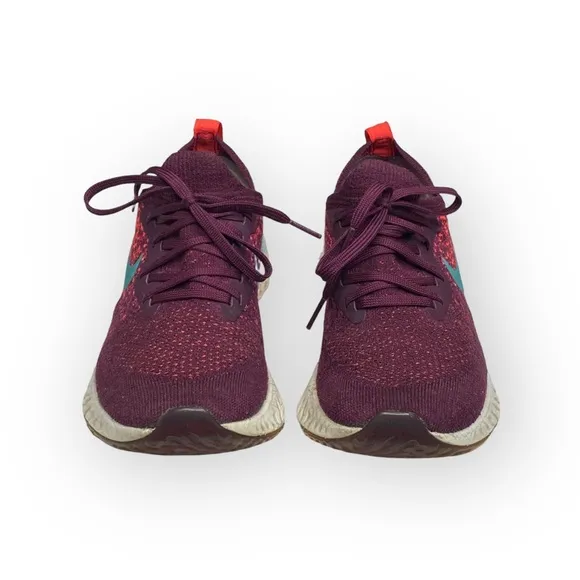Nike ✔︎ Epic React Flyknit Running Shoes Sneakers ✔︎ Bordeaux Hyper Jade ✔︎ 7.5M