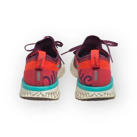 Nike ✔︎ Epic React Flyknit Running Shoes Sneakers ✔︎ Bordeaux Hyper Jade ✔︎ 7.5M