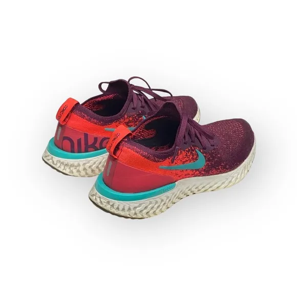 Nike ✔︎ Epic React Flyknit Running Shoes Sneakers ✔︎ Bordeaux Hyper Jade ✔︎ 7.5M