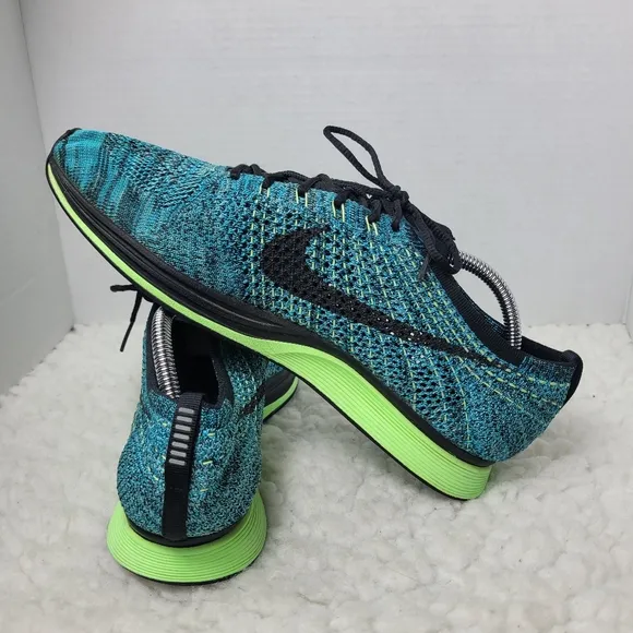 Nike Flyknit Racer 2015  Men's Running Shoes Size 10.5  Blue Lagoon 526628-401