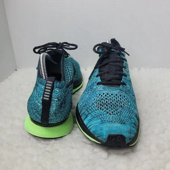 Nike Flyknit Racer 2015  Men's Running Shoes Size 10.5  Blue Lagoon 526628-401
