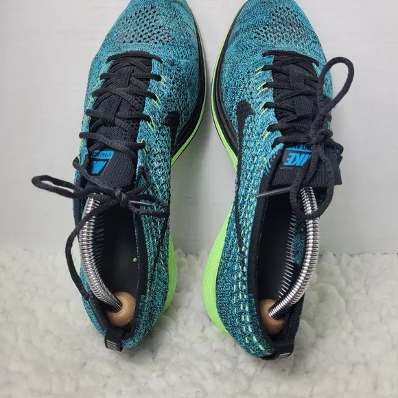 Nike Flyknit Racer 2015  Men's Running Shoes Size 10.5  Blue Lagoon 526628-401