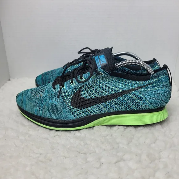 Nike Flyknit Racer 2015  Men's Running Shoes Size 10.5  Blue Lagoon 526628-401
