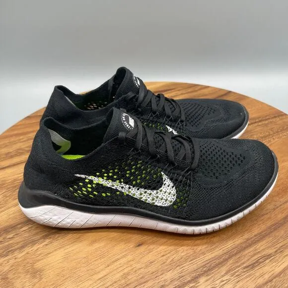 Nike Free RN Flyknit Shoes Womens 7.5 Black Running Comfort Sneakers Trainers