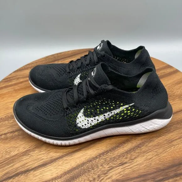 Nike Free RN Flyknit Shoes Womens 7.5 Black Running Comfort Sneakers Trainers