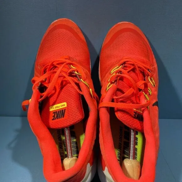 Nike Free Run 5 Crimson Red / Orange White Neon Black Mens Size 13 Running Shoes