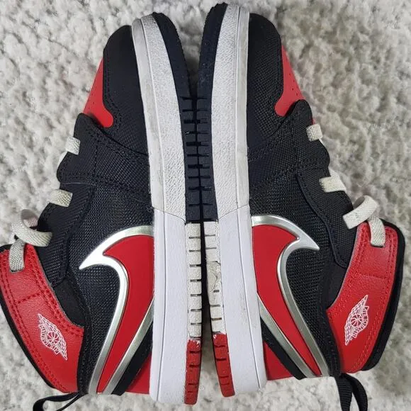 Nike Jordan 1 Mid RM EasyOn PS Bred Kids Youth sneakers  FQ1282-006 size 8C