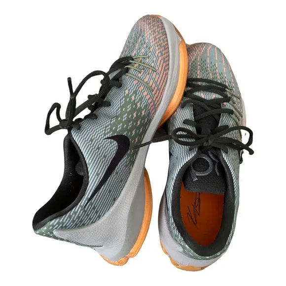Nike KD 8 Easy Euro Light Grey Orange Lace-Up Basketball Shoes Youth Size 7