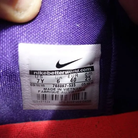 Nike KD 8 (GS) &quot;Suit&quot; Youth Purple/Green Basketball Shoes Size 7Y / 768867-535