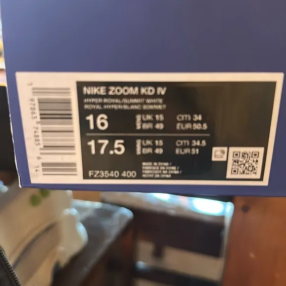 Nike KD IV Blue and White Basketball Shoes