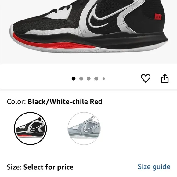 Nike Kyrie 5 Low Basketball Black and White Chile-Red Athletic Shoes
