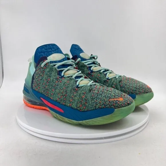 Nike Lebron XVIII 18 Youth Size 7Y CW2760 300 Green Abyss Red Basketball Shoes
