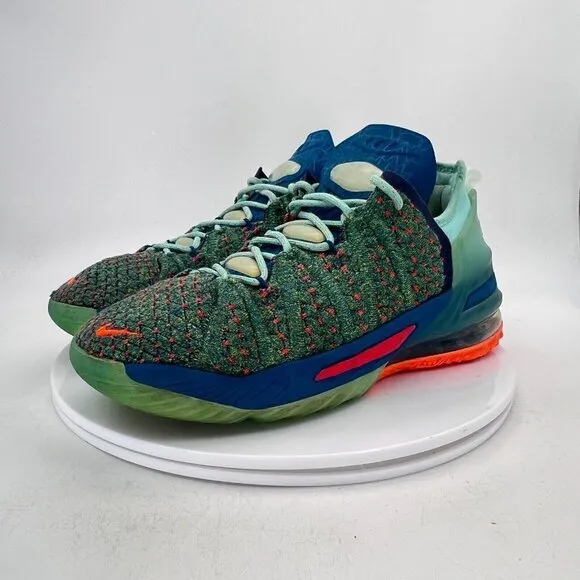 Nike Lebron XVIII 18 Youth Size 7Y CW2760 300 Green Abyss Red Basketball Shoes