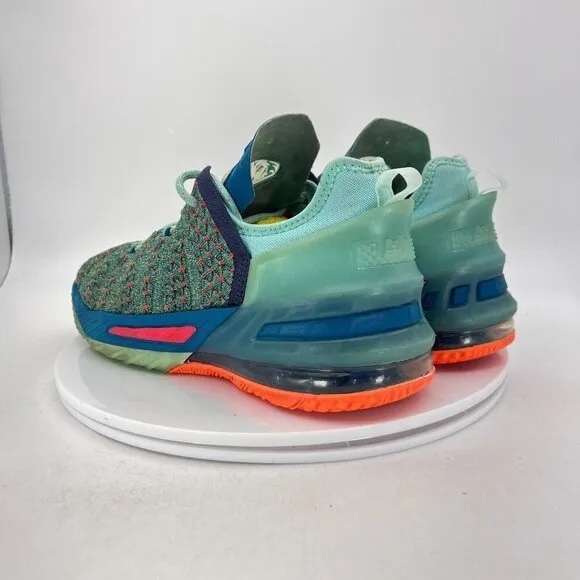 Nike Lebron XVIII 18 Youth Size 7Y CW2760 300 Green Abyss Red Basketball Shoes