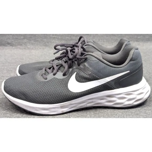 NIKE Mens Running Shoes - Gray, Revolution 6, Lace Up, Size 11
