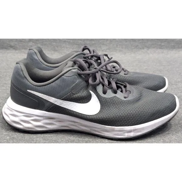 NIKE Mens Running Shoes - Gray, Revolution 6, Lace Up, Size 11