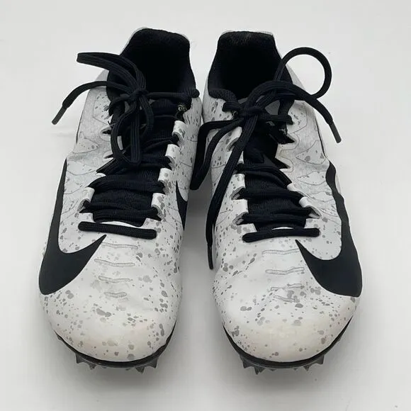 NIKE Racing Shoes Youth Size 4.5 White Silver Black Zoom Rival Pure Platinum