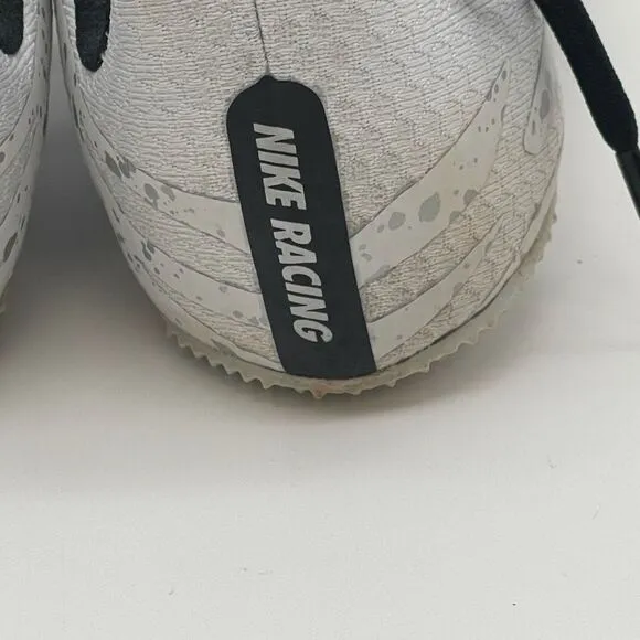NIKE Racing Shoes Youth Size 4.5 White Silver Black Zoom Rival Pure Platinum
