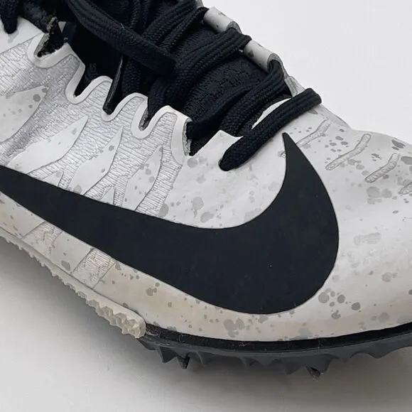 NIKE Racing Shoes Youth Size 4.5 White Silver Black Zoom Rival Pure Platinum