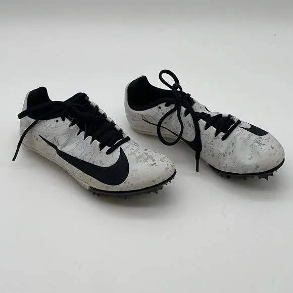NIKE Racing Shoes Youth Size 4.5 White Silver Black Zoom Rival Pure Platinum