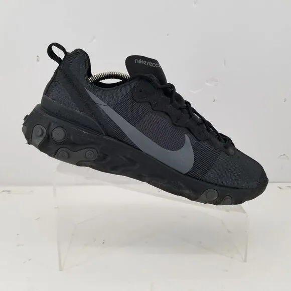 Nike React Element 55 Running Shoes BQ6166-008 Triple Black Men's Size 11.5