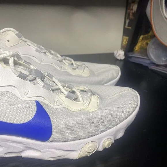 Nike React Element 55 Running Shoes White/ Royal Blue Sneakers SZ 11 BQ6167-100