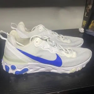 Nike React Element 55 Running Shoes White/ Royal Blue Sneakers SZ 11 BQ6167-100
