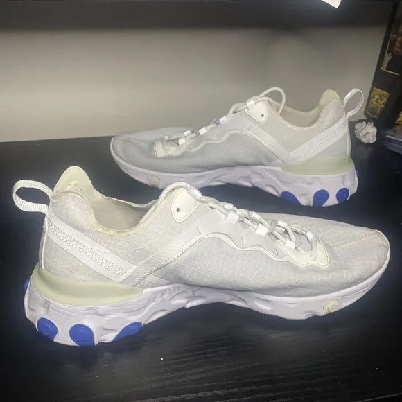 Nike React Element 55 Running Shoes White/ Royal Blue Sneakers SZ 11 BQ6167-100