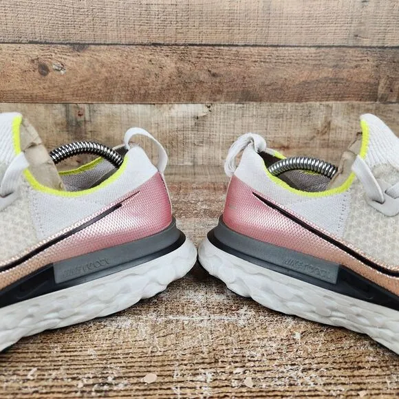 Nike React Infinity Run Men Sz 8 Platinum Tint Pink Blast Flyknit Running Shoes