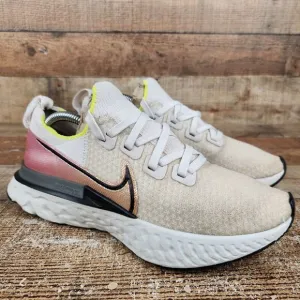 Nike React Infinity Run Men Sz 8 Platinum Tint Pink Blast Flyknit Running Shoes