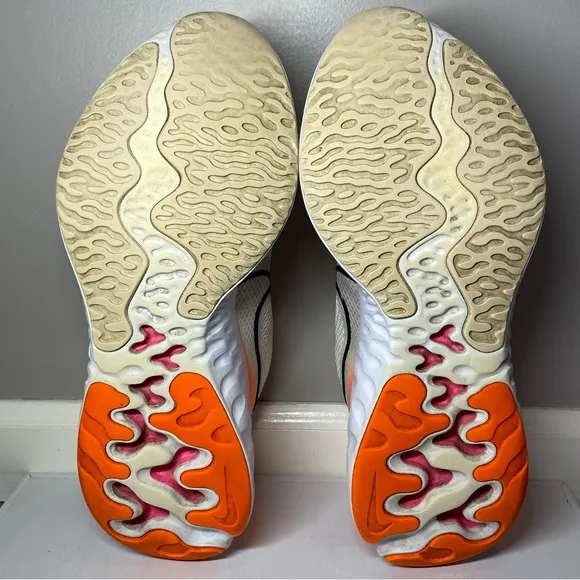 Nike Renew Run Shoes Men’s 11.5 White Pink &amp; Orange Running Sneakers, CK3657-100