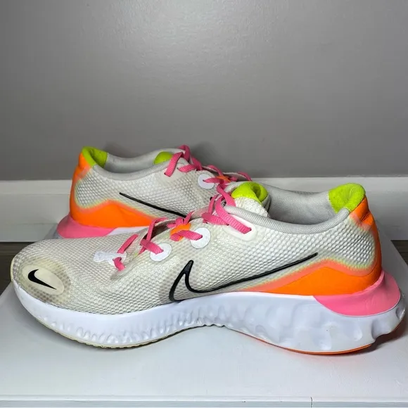 Nike Renew Run Shoes Men’s 11.5 White Pink &amp; Orange Running Sneakers, CK3657-100
