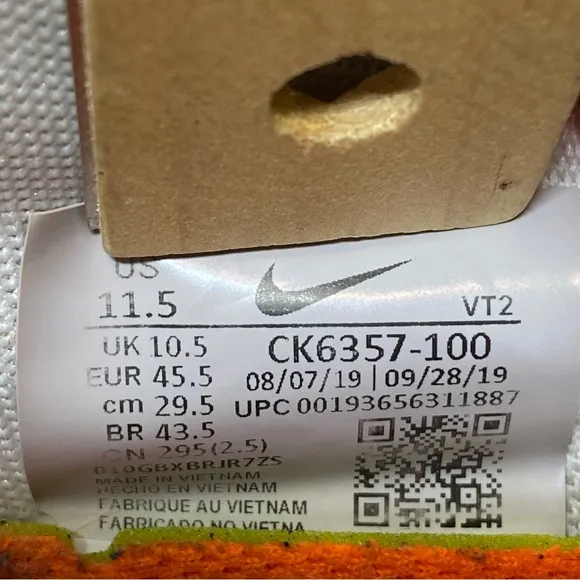 Nike Renew Run Shoes Men’s 11.5 White Pink &amp; Orange Running Sneakers, CK3657-100
