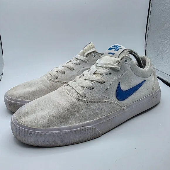 Nike SB Charge Mens Size 11.5 White Signal Blue Sneaker Shoes Casual Athletic