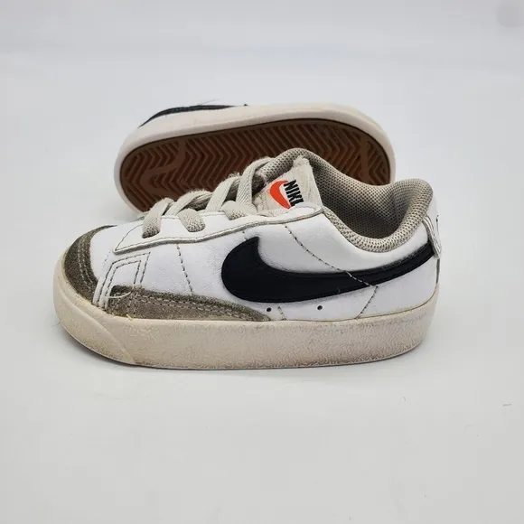 Nike Shoes Toddler 5c Blazer Low 77 Kids White Gray Black Strap DA4076-101