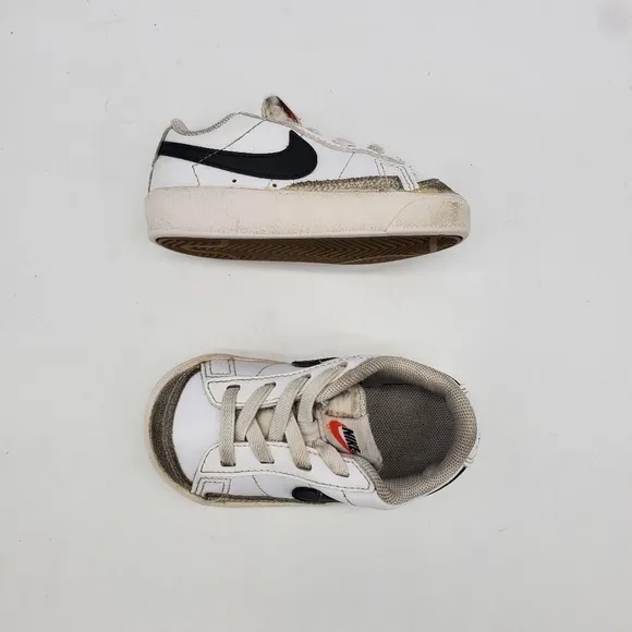 Nike Shoes Toddler 5c Blazer Low 77 Kids White Gray Black Strap DA4076-101