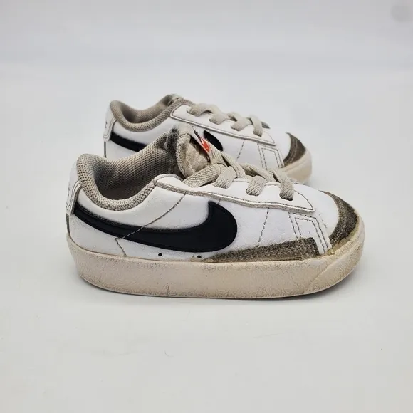 Nike Shoes Toddler 5c Blazer Low 77 Kids White Gray Black Strap DA4076-101