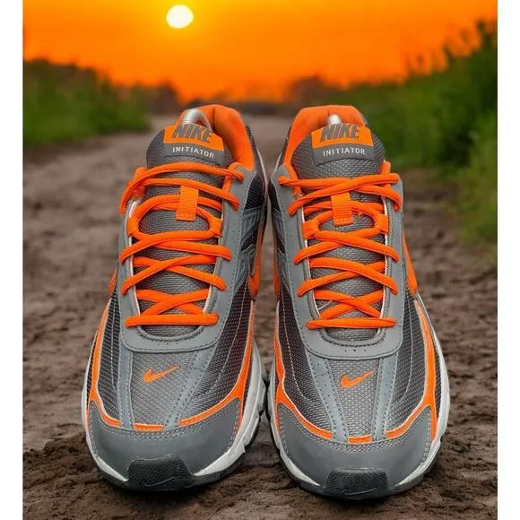 NIKE Sports Initiator Gray Orange Max Comfort Running Shoes Mens 9 Fast Ship