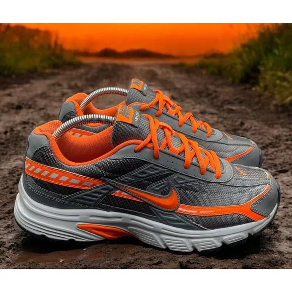 NIKE Sports Initiator Gray Orange Max Comfort Running Shoes Mens 9 Fast Ship