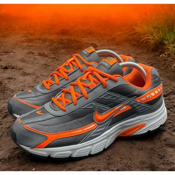 NIKE Sports Initiator Gray Orange Max Comfort Running Shoes Mens 9 Fast Ship