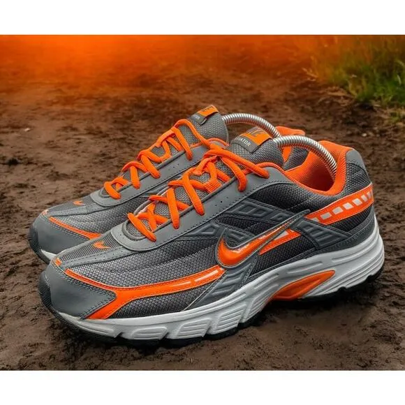 NIKE Sports Initiator Gray Orange Max Comfort Running Shoes Mens 9 Fast Ship
