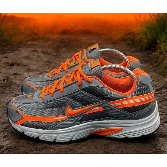 NIKE Sports Initiator Gray Orange Max Comfort Running Shoes Mens 9 Fast Ship